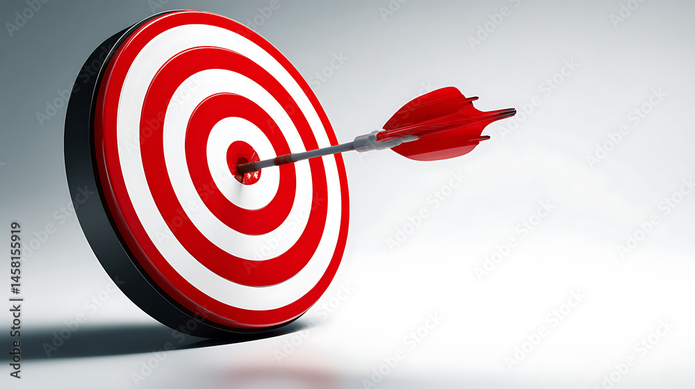 Poster A bullseye target on a white background, with a red arrow pointing to it