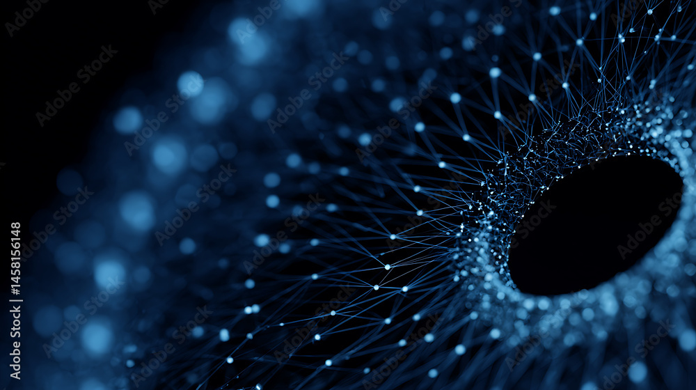 Poster A circular blue abstract background with dots and lines