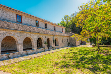Fototapeta premium Traditionally houses in the mountains village of Monodendri, Zagori, Greece, near vikos george
