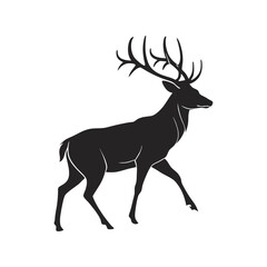 Deer jumping silhouette vector illustration, dynamic leap of wild animal in motion, nature, wildlife