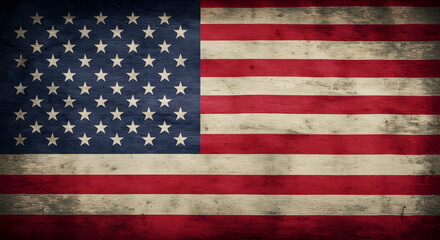 Naklejka premium Vintage American Flag with Distressed Texture on Rustic Background