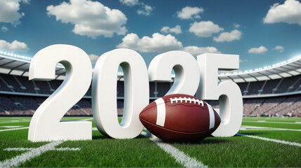 2025 NFL Draft Season Preview - Professional Football Stadium with 3D Numbers for Sports Media Coverage, Draft Analysis, and Football Season Predictions