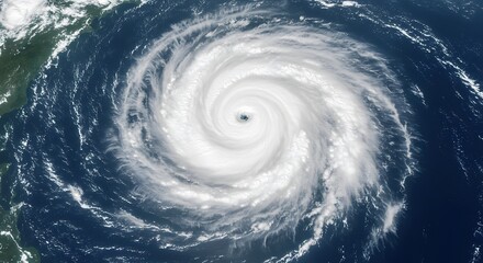 Aerial View of a Powerful Hurricane Over the Ocean