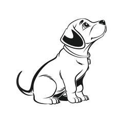 Cute puppy silhouette vector illustration, adorable and playful canine pet, animal