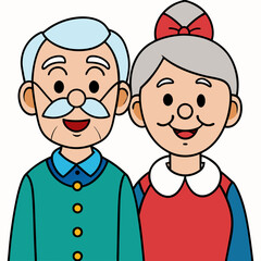 Fototapeta premium Happy senior couple with family and children in a fun, loving moment