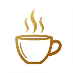 黄金色の温かいコーヒーカップ シンプルデザイン