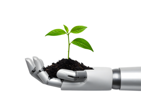 Robotic Hand Holding a Sprout