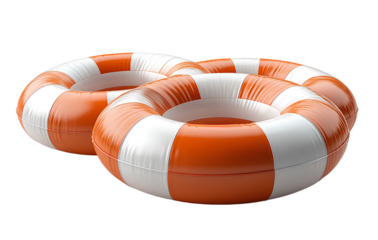 Summer Pool Float Rings, Orange and White  Isolated on Transparent Background