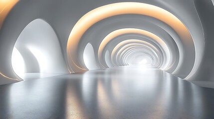 Fototapeta premium Futuristic metallic passage in conceptual architecture high resolution image