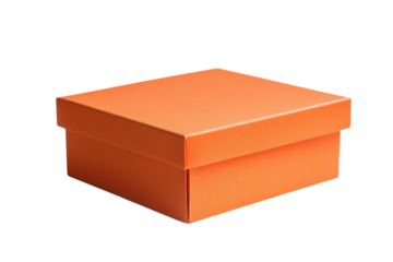 Elegant orange gift box isolated on black background perfect for product display or packaging design on transparent background