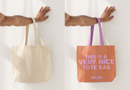 Man With a Chic Tote Bag Mockup. PSD template ready for Mockup