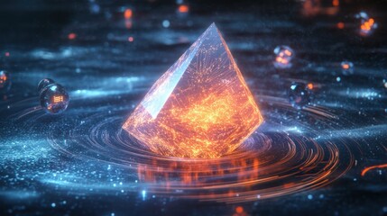 Luminous Pyramid in a Cosmic Sea: A Digital Masterpiece