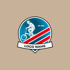 Cyclist emblem logo. best for folding bike community.