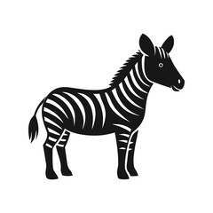 Zebra silhouette vector illustration, black wild animal shape icon for wildlife, safari, jungle