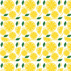 sliced lemon seamless pattern illustration art