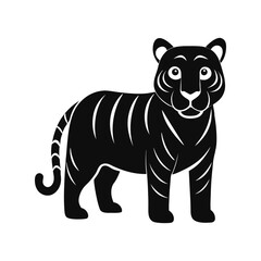 Tiger silhouette vector illustration, fierce wild jungle animal in black outline for wildlife, nature, and safari