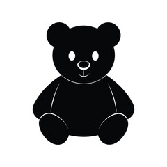Teddy bear silhouette vector illustration, black outline plush toy, baby gift icon, childhood symbol, soft animal shape