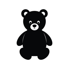 Teddy bear silhouette vector illustration, black outline plush toy, baby gift icon, childhood symbol, soft animal shape
