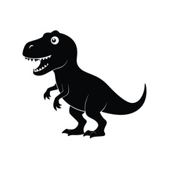 T-Rex dinosaur silhouette vector illustration, black outline of prehistoric carnivorous reptile, iconic symbol of the Jurassic era