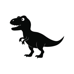 T-Rex dinosaur silhouette vector illustration, black outline of prehistoric carnivorous reptile, iconic symbol of the Jurassic era