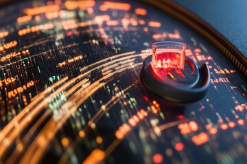 Internet speedometer displaying network connections and data flow in a digital environment, internet speedometer and network of connections over globe