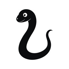 Cartoon snake silhouette vector illustration, black coiled reptile, playful design