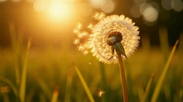 Macro Slow-Motion Dandelion Bloom Blowing in Wind &ndash; Cinematic Nature Footage