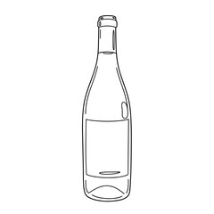 Wine bottle, black line art illustration on transparent background for logo design, packaging, tattoos, and minimalist decor