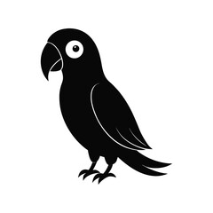 Parrot silhouette vector illustration. tropical bird, flying parrot, jungle animal, wildlife symbol, nature element