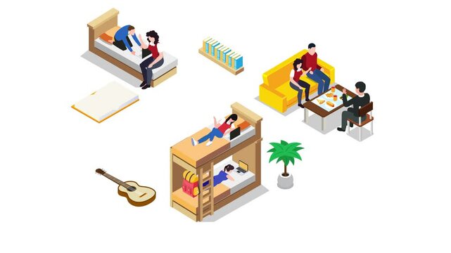 Dorm Room Activities 3d animation cartoon
