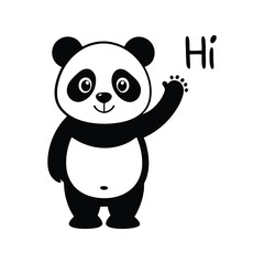 Cute panda silhouette vector illustration. baby panda, wild animal graphic, black shape symbol, flat cartoon wildlife icon

