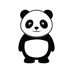 Cute panda silhouette vector illustration. baby panda, wild animal graphic, black shape symbol, flat cartoon wildlife icon

