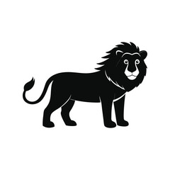 Lion silhouette vector illustration. wild big cat shape, African animal symbol, jungle predator artwork, flat black icon