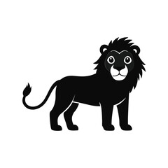 Lion silhouette vector illustration. wild big cat shape, African animal symbol, jungle predator artwork, flat black icon