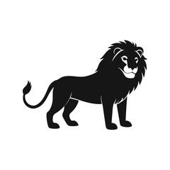Lion silhouette vector illustration. wild big cat shape, African animal symbol, jungle predator artwork, flat black icon