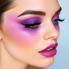 Naklejka premium Smashed eyeshadows of bright purple color, make up concept