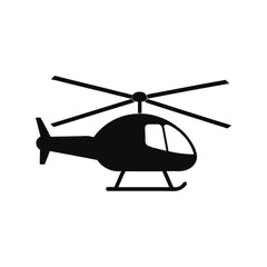 Helicopter silhouette vector illustration. rotor aircraft icon, flying helicopter design, aviation transportation symbol