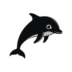 Dolphin silhouette vector illustration. marine mammal icon, ocean animal design, jumping dolphin symbol