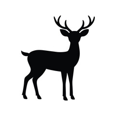 Deer silhouette vector illustration. woodland animal design, wild deer icon, nature symbol, forest creature figure