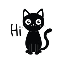 Cat silhouette vector illustration. black feline icon, pet animal, domestic kitty graphic, minimalist design element