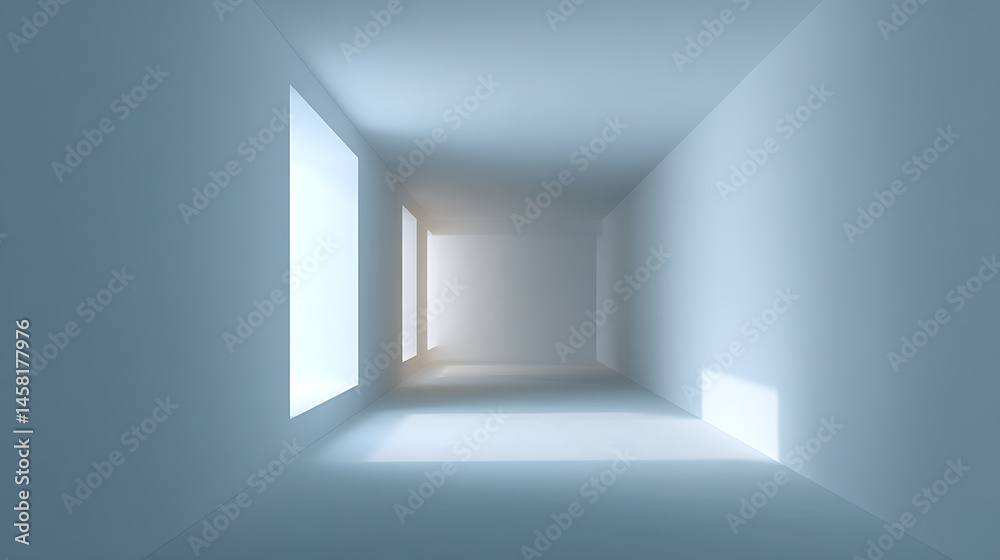 Poster beautiful light empty wall in a room with a perspective, minimalistic interior background for presen