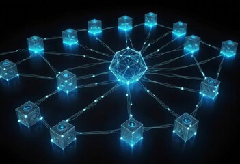 Obraz premium Digital Network Connectivity and Data Exchange Concept