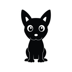 Cute puppy silhouette vector illustration. playful dog, pet animal icon