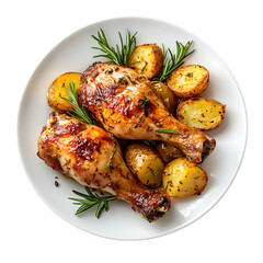 plate of baked chicken leg with potato