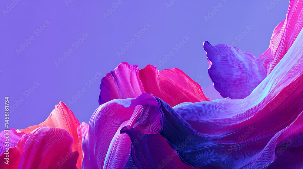 Poster purple and pink abstract waves in a vibrant background