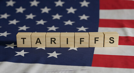 Import Trade Tariffs increase concept with United States of America Flag. Trade wars, import export trade, international trade,war, china, container, shipping, freight, transportation, industrial, int