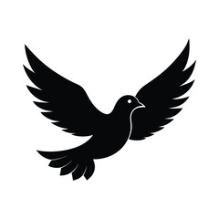 Obraz premium Dove Flying Wings Up Vector Silhouette