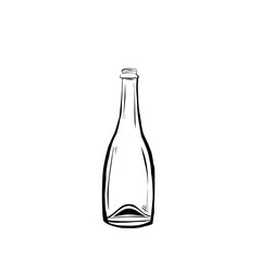 Hand drawing empty wine bottle