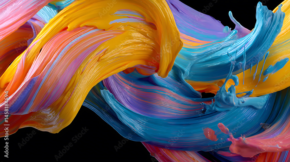 Aufkleber colorful paint splashes flowing in motion as wallpaper