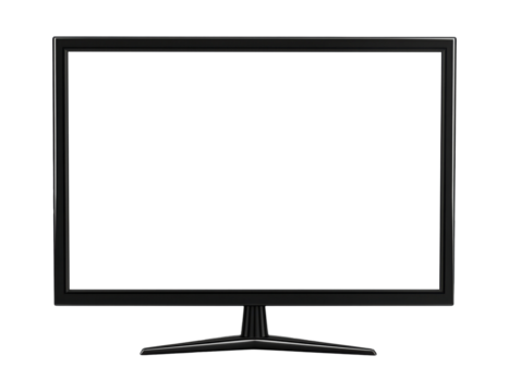 Modern flat screen monitor or television isolated on a transparent background